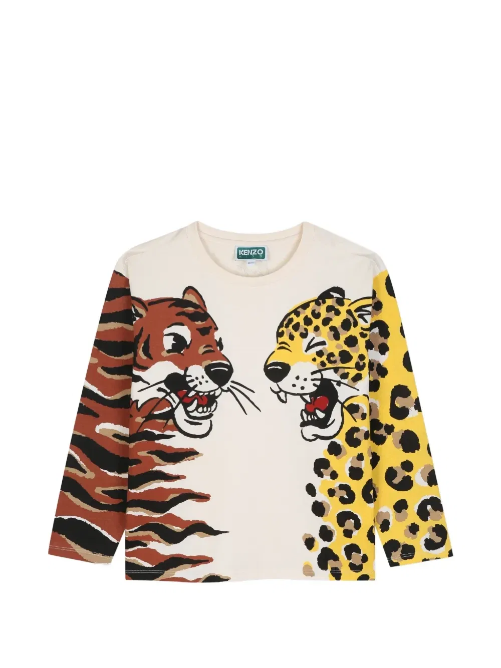 Футболка с длинными рукавами и анималистичным принтом Kenzo Kids, белый