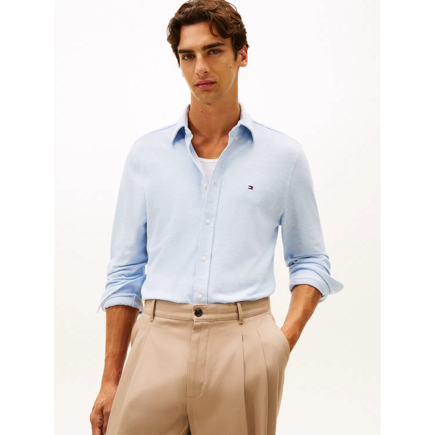 Мужская свободная рубашка с длинным рукавом Tommy Hilfiger, Light Blue Heather