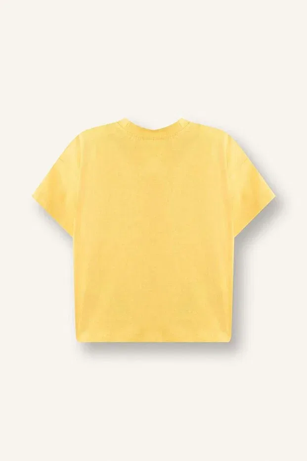 Детская футболка с принтом для мальчиков Regular fit embossed patterned short sleeve yellow t-shirt baby boy h8219a526hs Defacto, Yellow-yl268 — фото 3