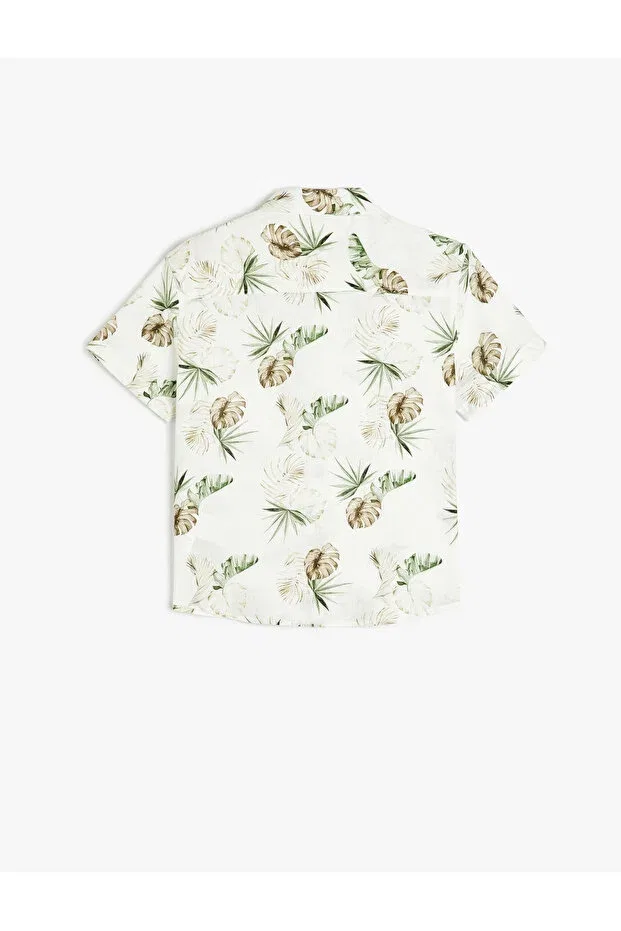 Детская рубашка с коротким рукавом с принтом Koton, Ecru Patterned — фото 2