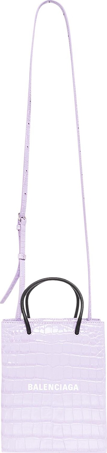 Сумка Balenciaga Shopping Phone Shoulder Bag Lilac/White, фиолетовый — фото 3