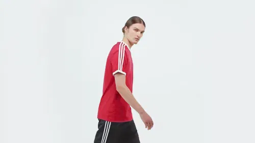 Мужская футболка с полосами 3-Stripes Adicolor Sport Adidas Originals, алый — фото 2