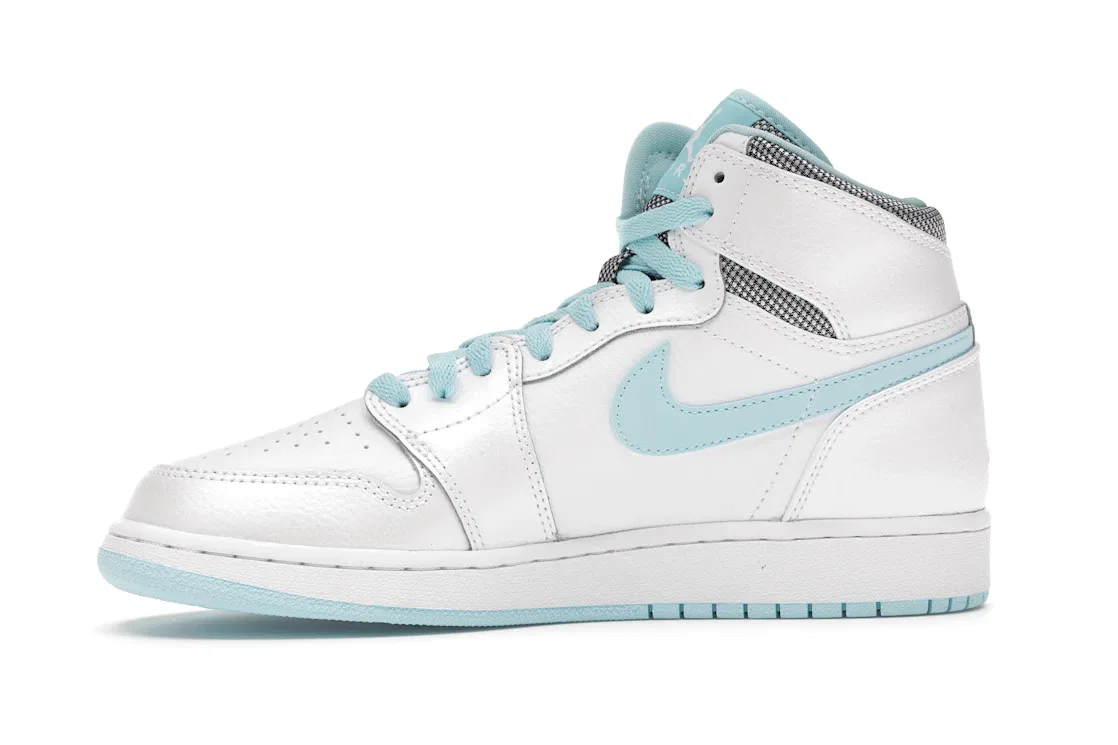 Детские кроссовки высокие с принтом Jordan 1 Retro High Jordan, White/White-Still Blue — фото 3