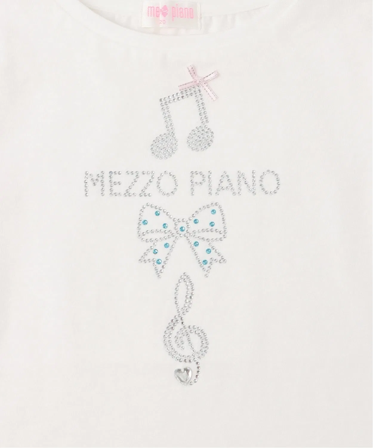 Детская футболка с принтом из страз, с коротким рукавом, mezzo piano, Off White — фото 4