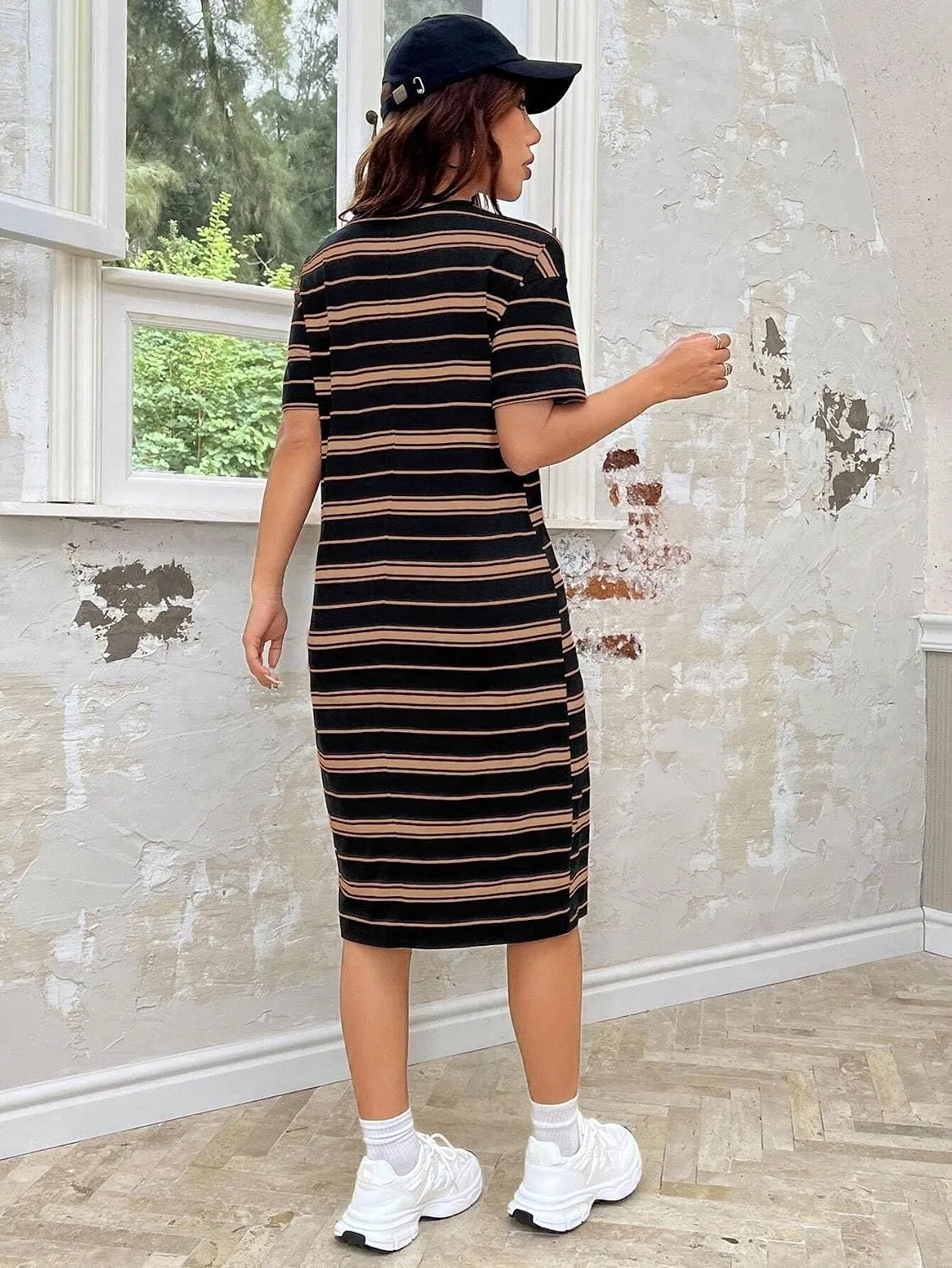 Женское повседневное платье с запахом и разрезом Bodycon, Brown — фото 3