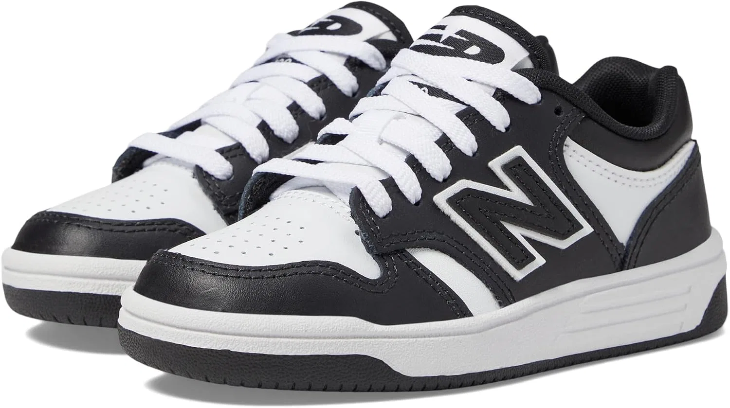 Детские кроссовки для девочек со шнуровкой 480 V1 New Balance, Black/White — фото 2