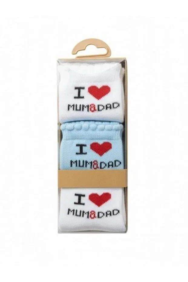 Детский набор носков для мальчиков с принтом I love mum&dad Zekids, Colored — фото 2