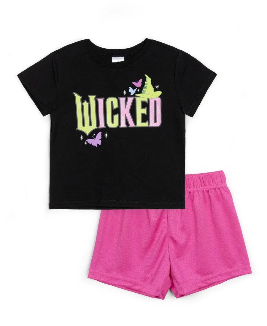 Детский комплект футболка с шортами Wicked, Black Hot Pink