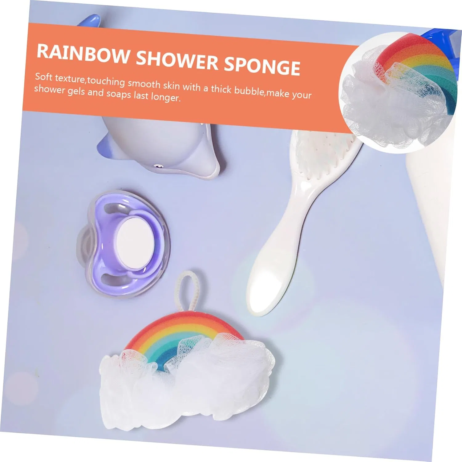 Мочалка для душа Rainbow, WRITWAA, 2 шт, 23x12x3.5 см — фото 2