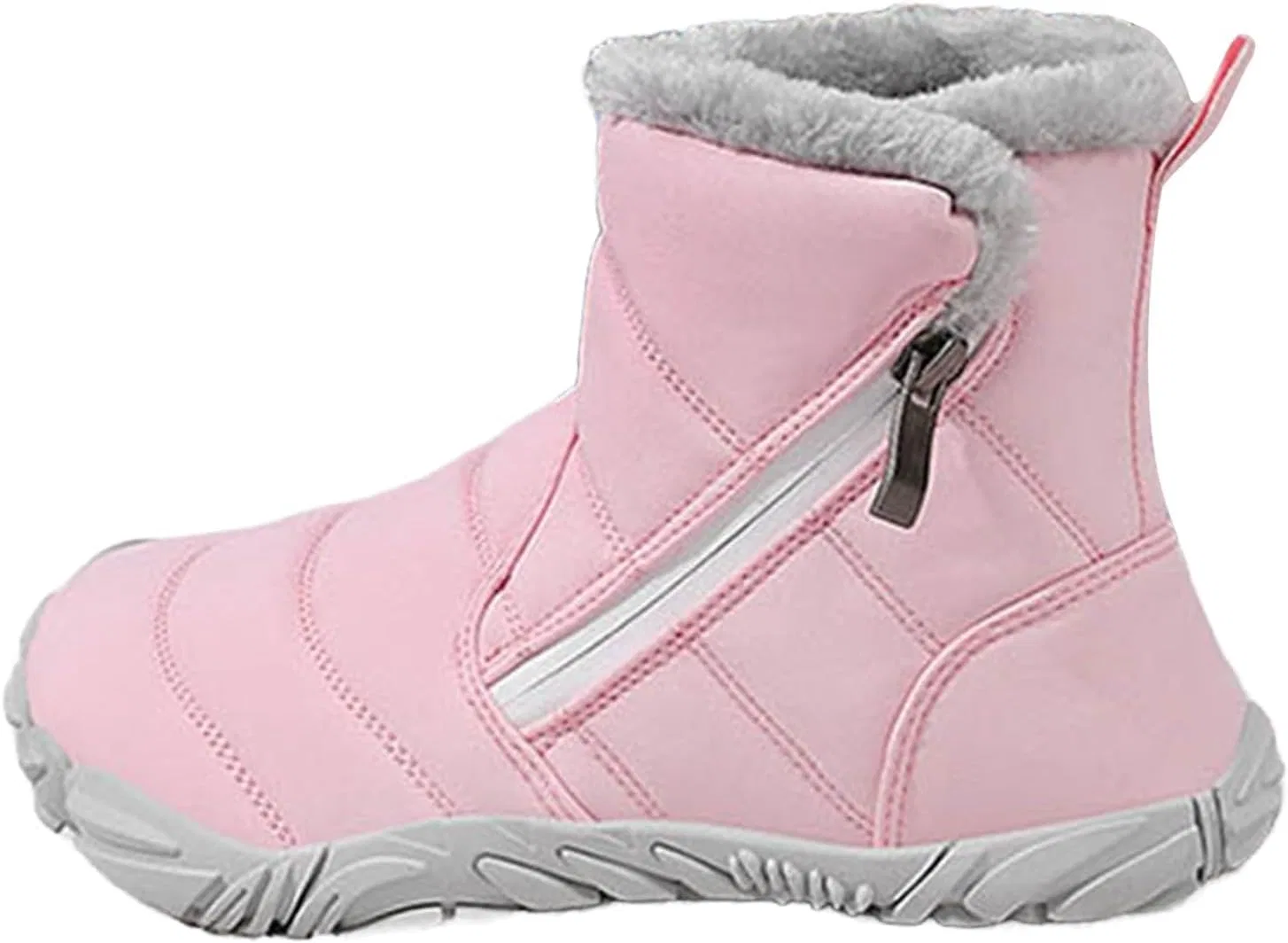 Детские зимние ботинки с мехом для мальчиков и девочек, модель Fur Lined Kids Barefoot Shoes, Pink
