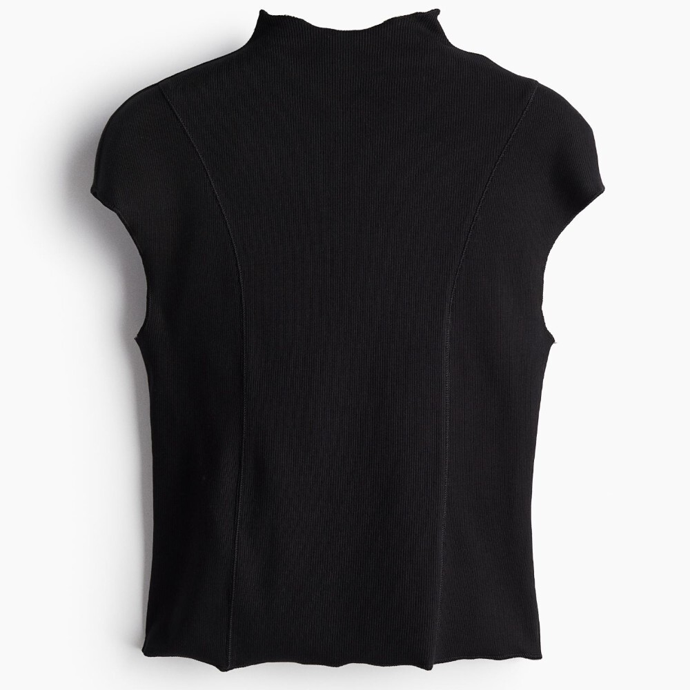 

Футболка H&M Ribbed Mock Turtleneck, черный