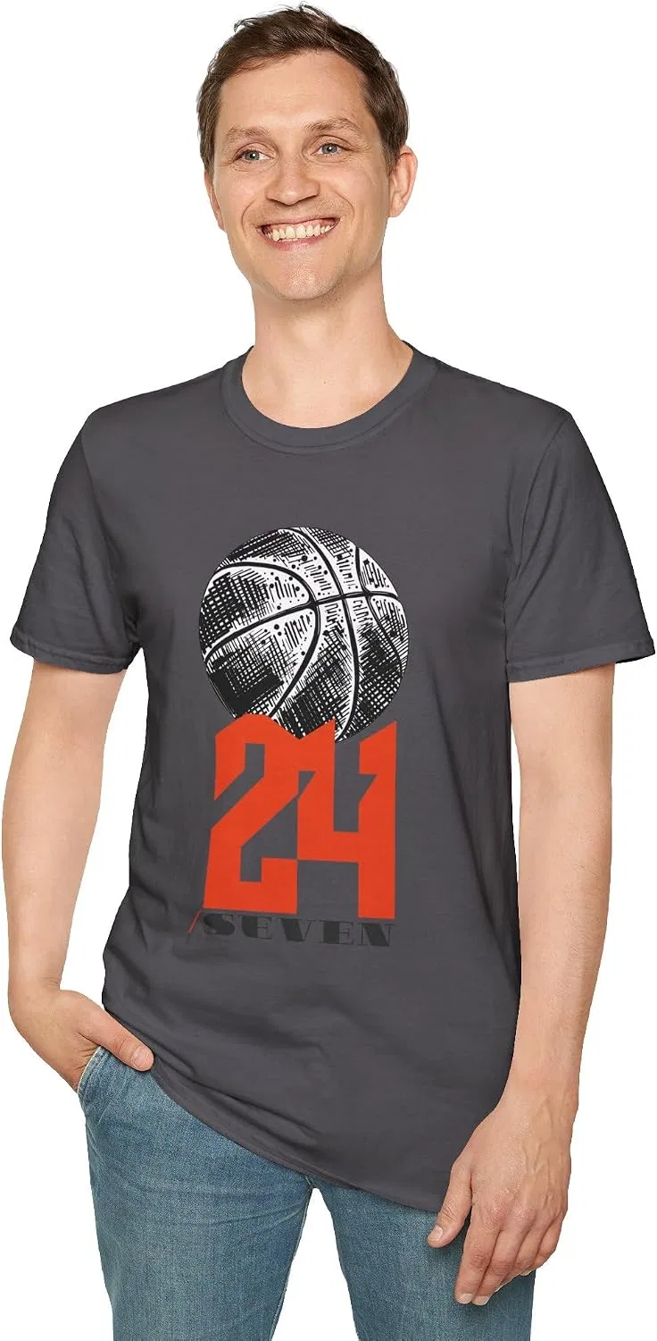 Футболка с принтом Basketball 24/7 Gildan 64000, Charcoal — фото 2