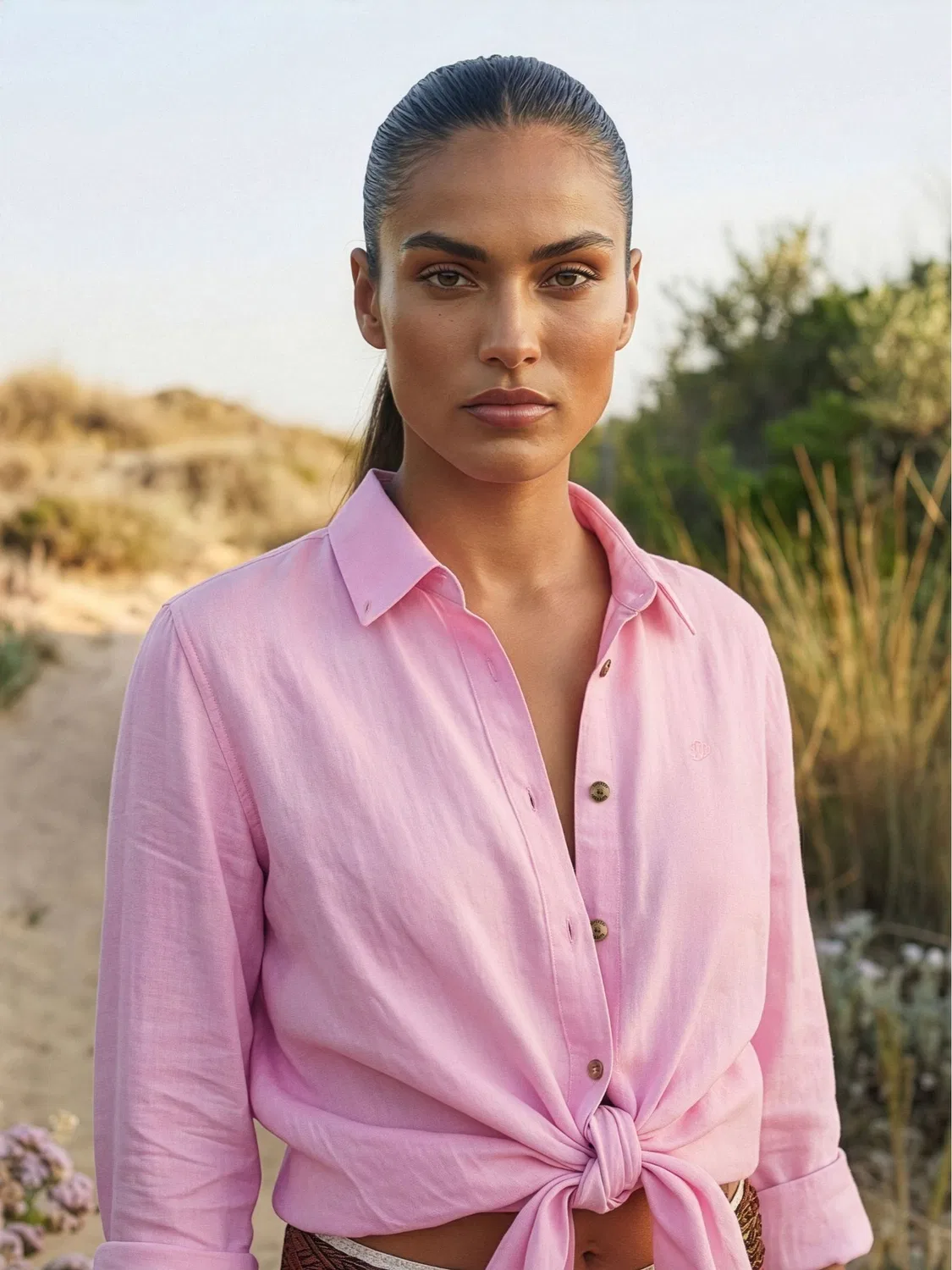 Рубашка свободного кроя Premium Linen Boyfriend Superdry, розовый — фото 3