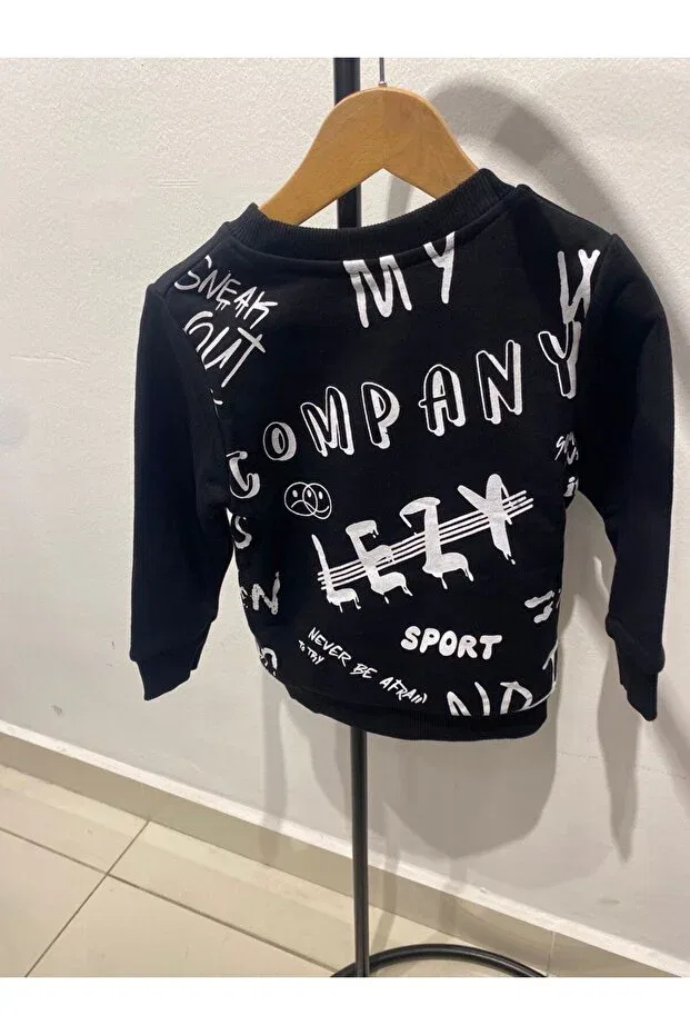 Детский комплект спортивного костюма с принтом Yazi Detay Mama Choice, Black — фото 3