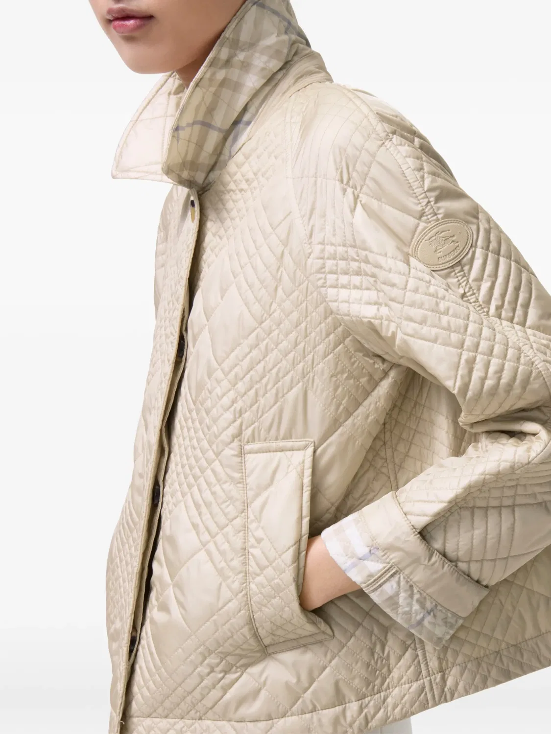 Стеганая куртка Tiffield Burberry, нейтральные цвета — фото 3