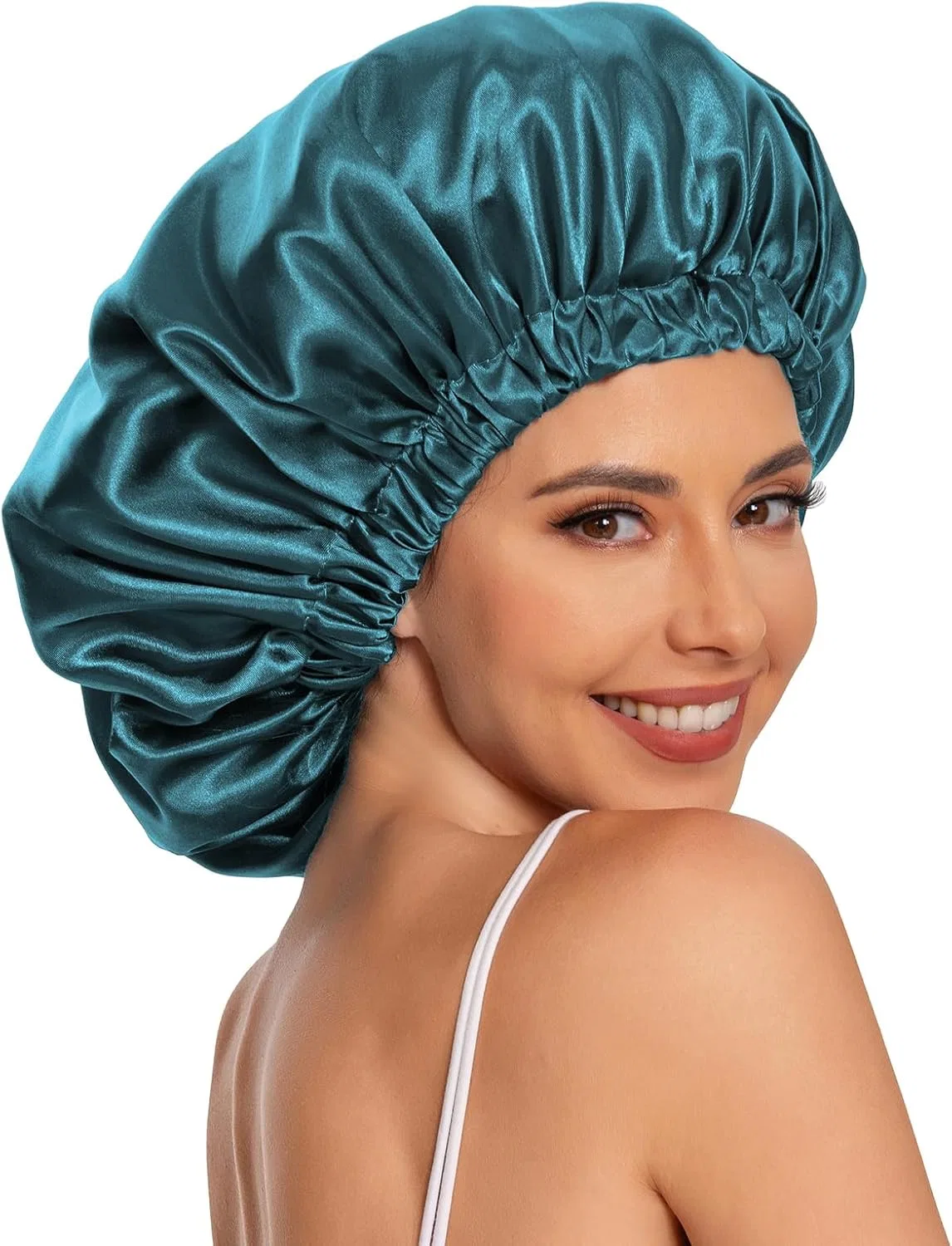 Шапочка для душа Satin Bonnet, Edoneery, 2 шт, 33см, 2 x Blue Zirconia and Dark Pink — фото 4