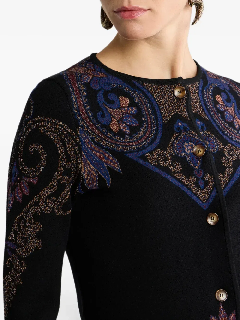 Жаккардовый кардиган Etro, черный — фото 4