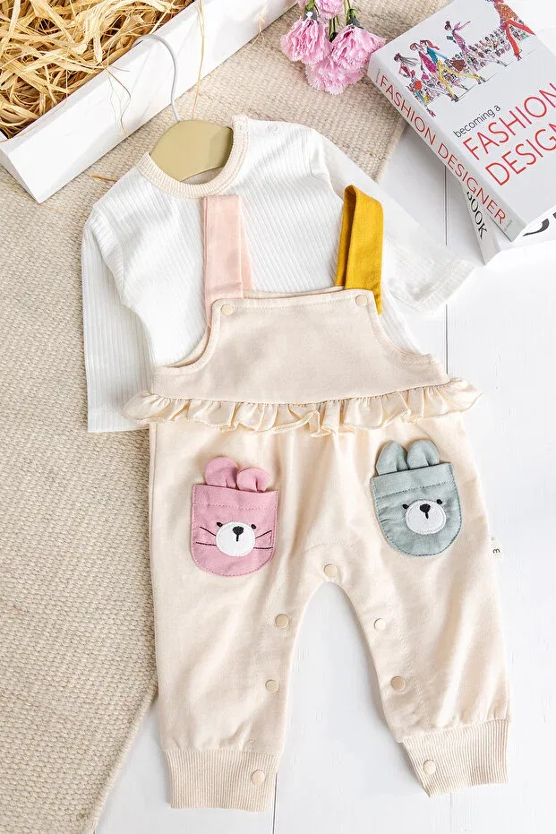 Детский комбинезон для девочек хлопковый 2-предметный Babymod, Cream — фото 2
