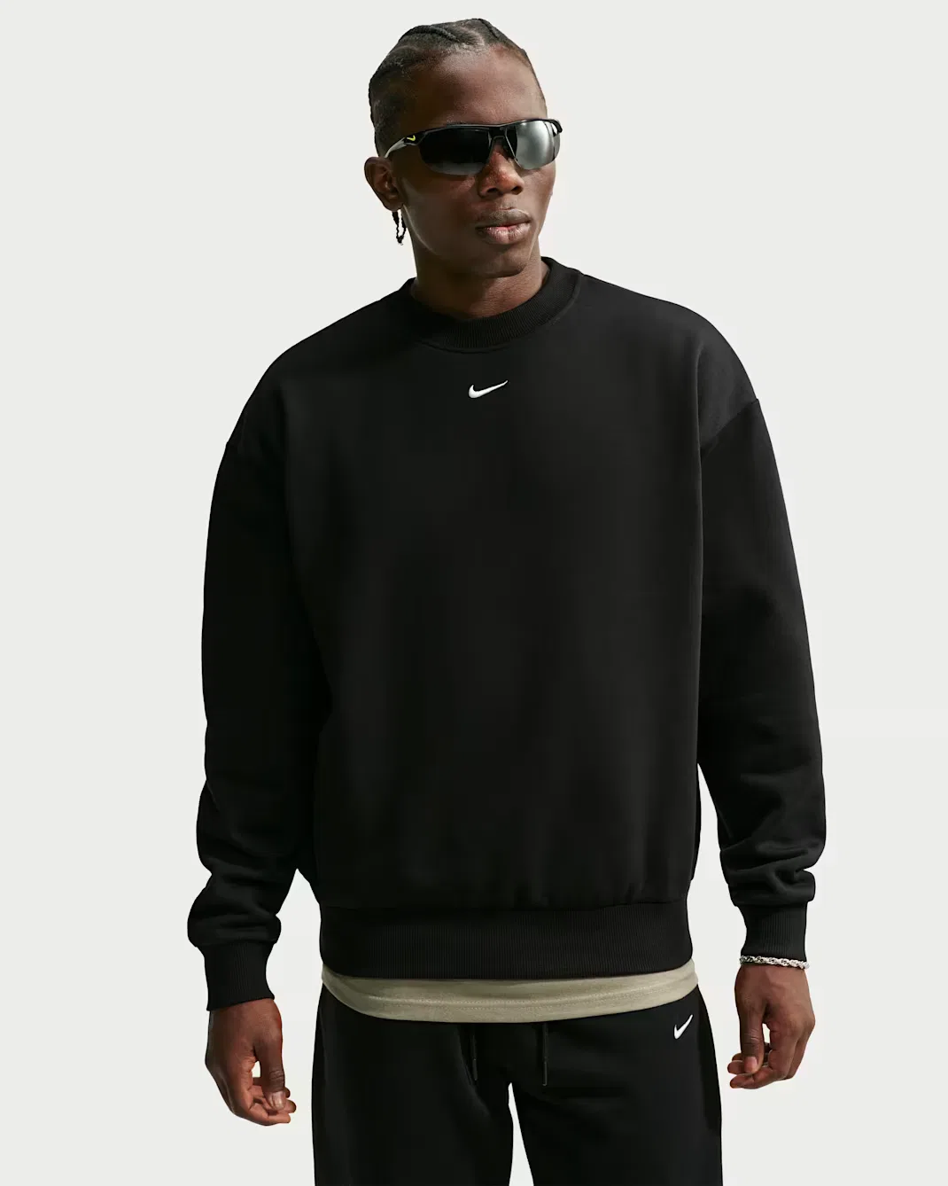 Мужская толстовка с круглым вырезом Nike Solo Fleece, Total Black/Sail