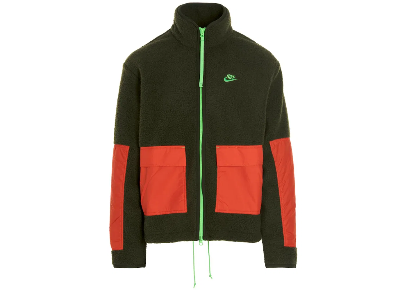 Мужская куртка флисовая с принтом Nike Sportswear Essential Sherpa Full Zip Jacket, Rough Green/Orange/Green Strike
