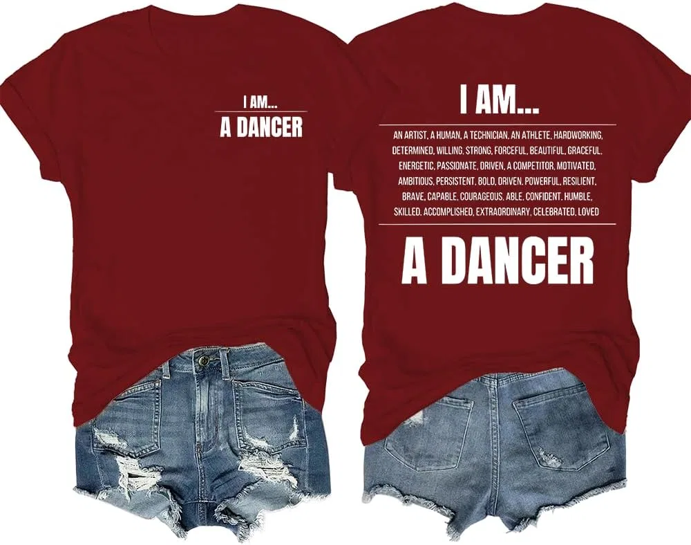 Футболка с принтом I Am A Dancer, Claret