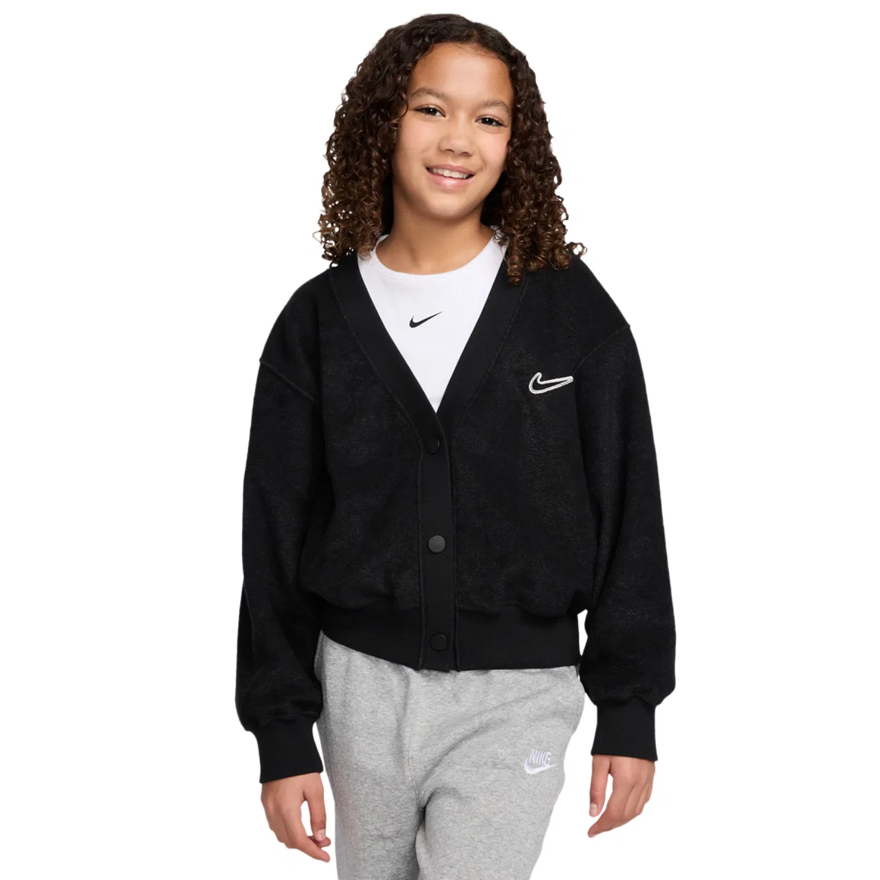 Топ для девочек NSW Fleece Long Sleeve Cozy Nike, черный/белый