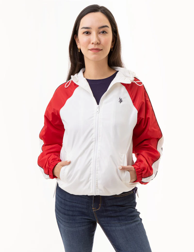 

Ветровка U.S. Polo Assn Raglan Colobrlock Varsity, белый/красный