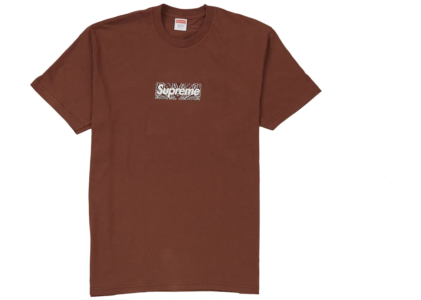 Мужская футболка с принтом Bandana Box Logo Supreme, Brown