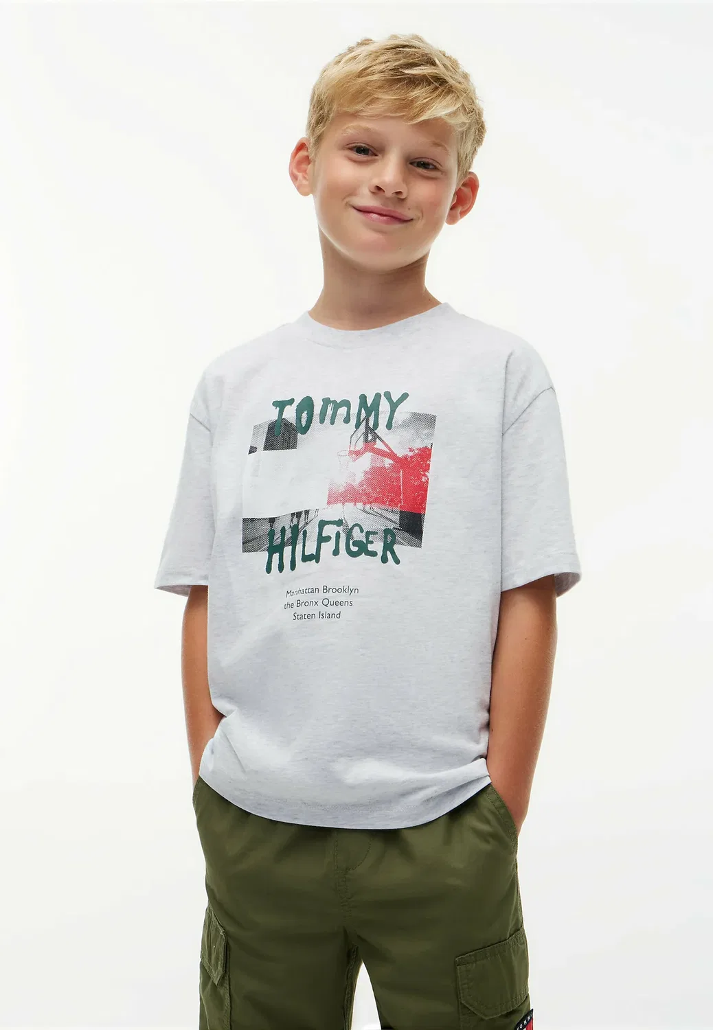 Футболка с логотипом в стиле граффити - футболка с принтом Tommy Hilfiger, Grey Heather — фото 2