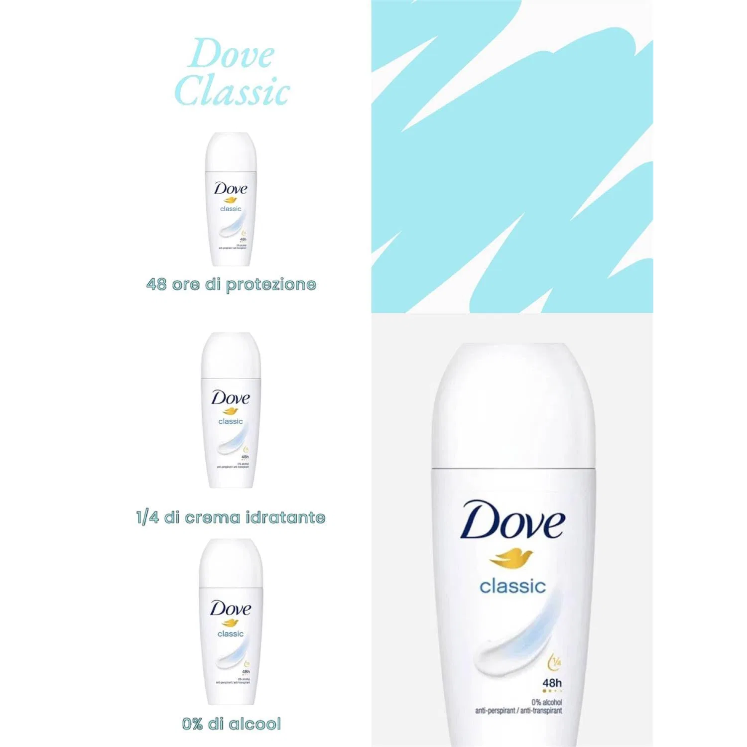Дезодорант антиперспирант Roll-On Dove Classic 50 мл — фото 2
