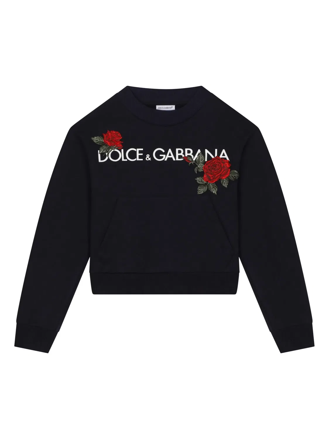 Свитшот с вышивкой розы Dolce & Gabbana, черный
