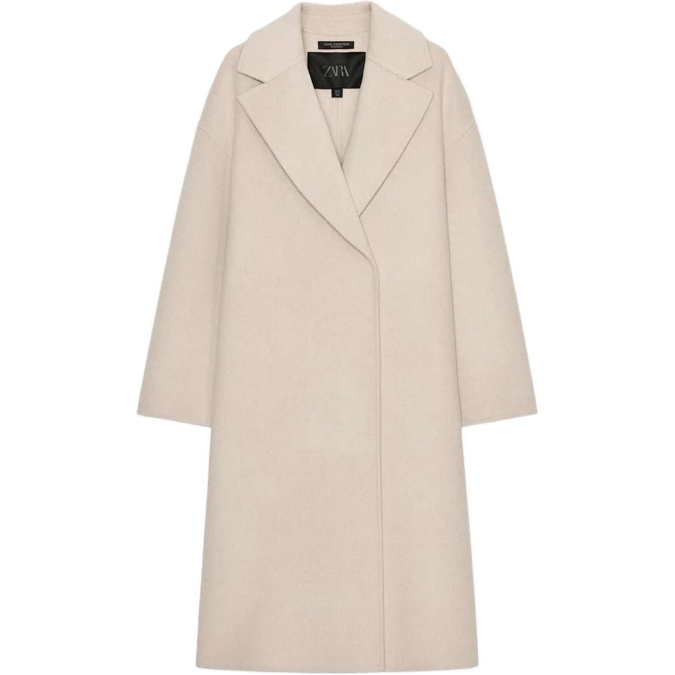 Женское пальто с лацканами, длина миди, ZARA, Raw White — фото 3