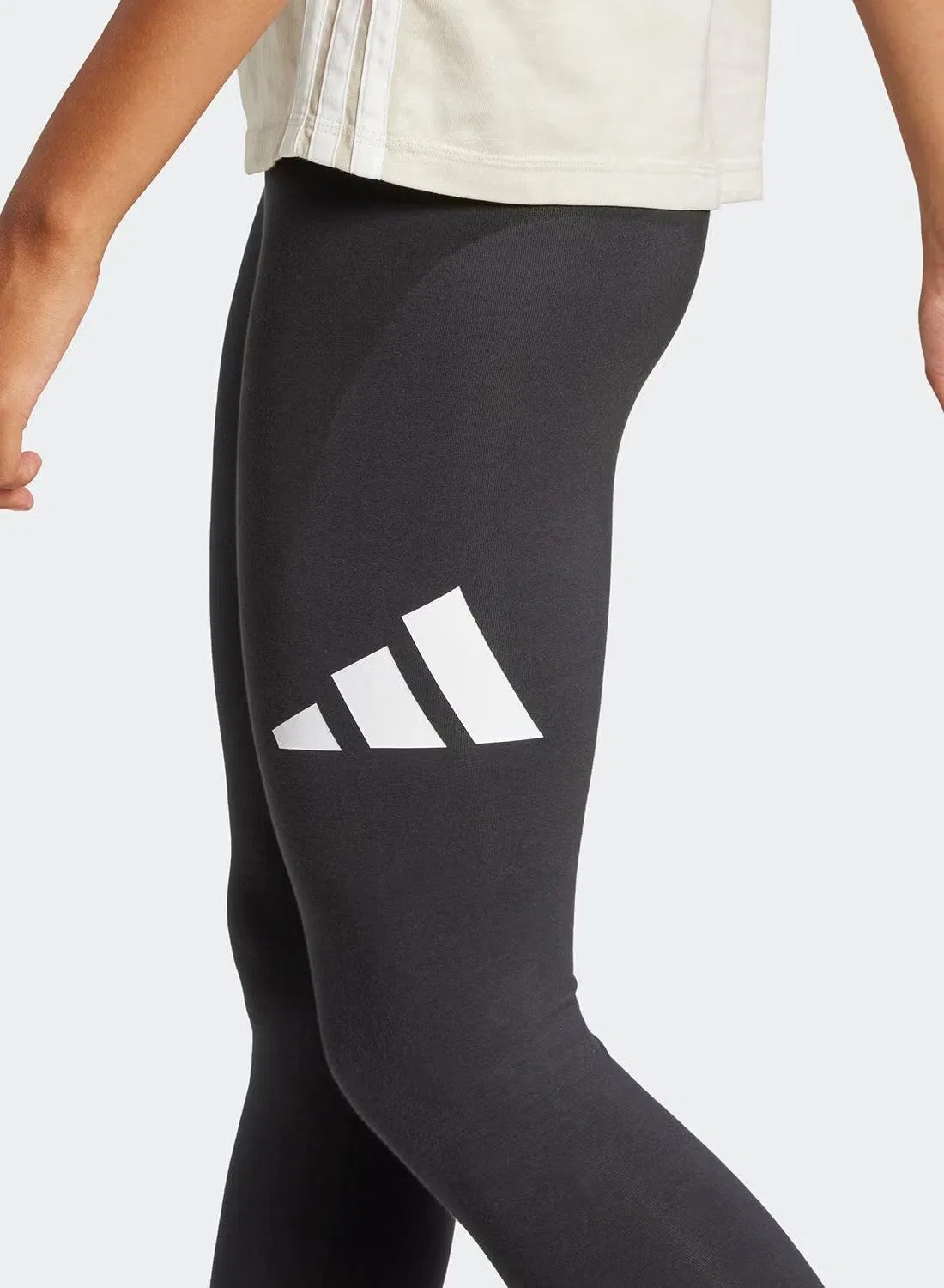Леггинсы хлопковые с высокой посадкой Essentials big logo Adidas, черный — фото 3