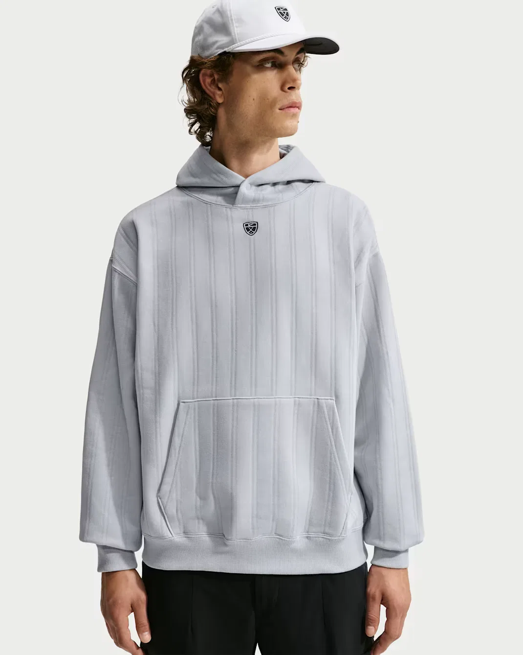 Мужская термотолстовка Therma-FIT оверсайз для гольфа Nike Fairway Fresh, Wolf Grey/Black