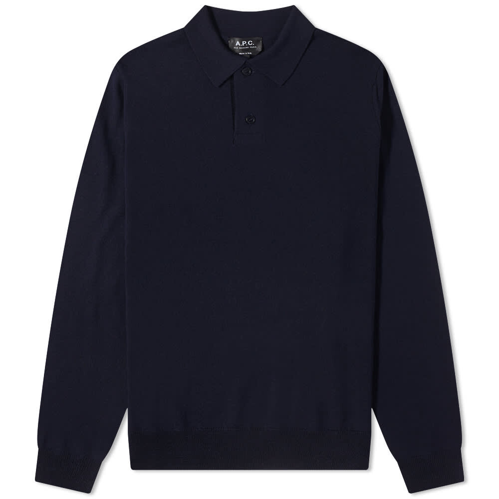 

Футболка A.P.C. Jerry Long Sleeve Knit Polo, Черный, Футболка A.P.C. Jerry Long Sleeve Knit Polo