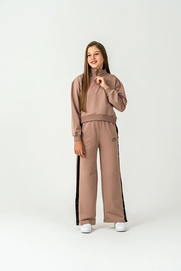 Детский спортивный комплект для девочек с принтом Mışıl Kids, Beige