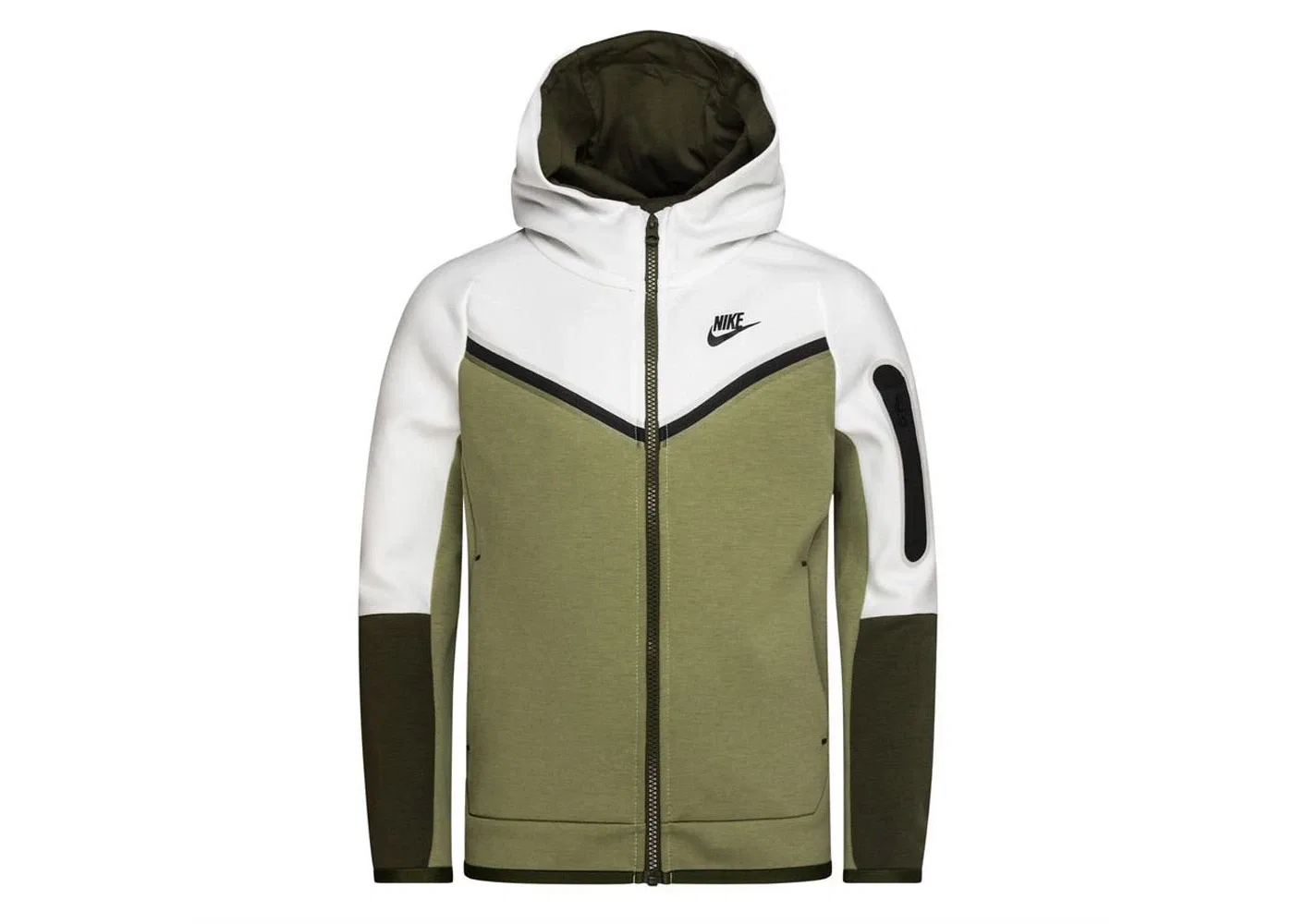 Детская худи с длинным рукавом Nike Sportswear Kids' Tech Fleece, White/Dutch Green
