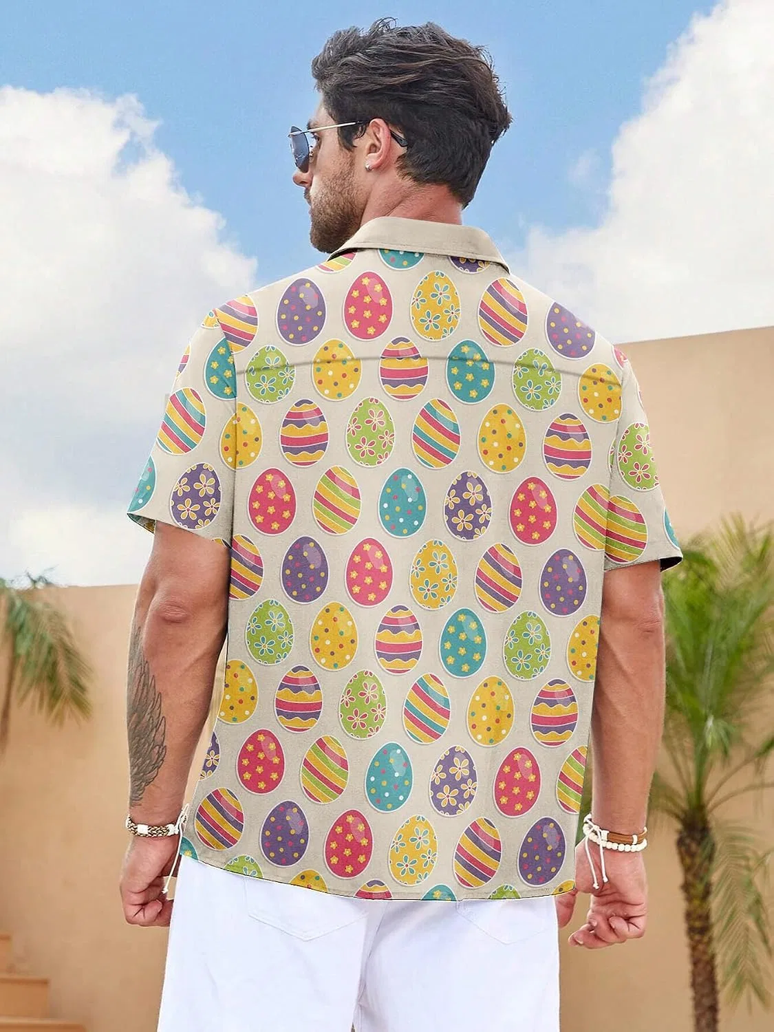 Мужская рубашка с принтом Easter Button Down Shirts, жёлтый — фото 3