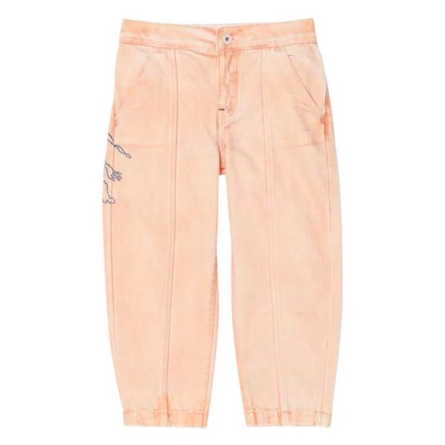 Джинсы прямого кроя с вышивкой EKD Kids EKD Jasmine Cotton Jeans Burberry, Pale Cameo