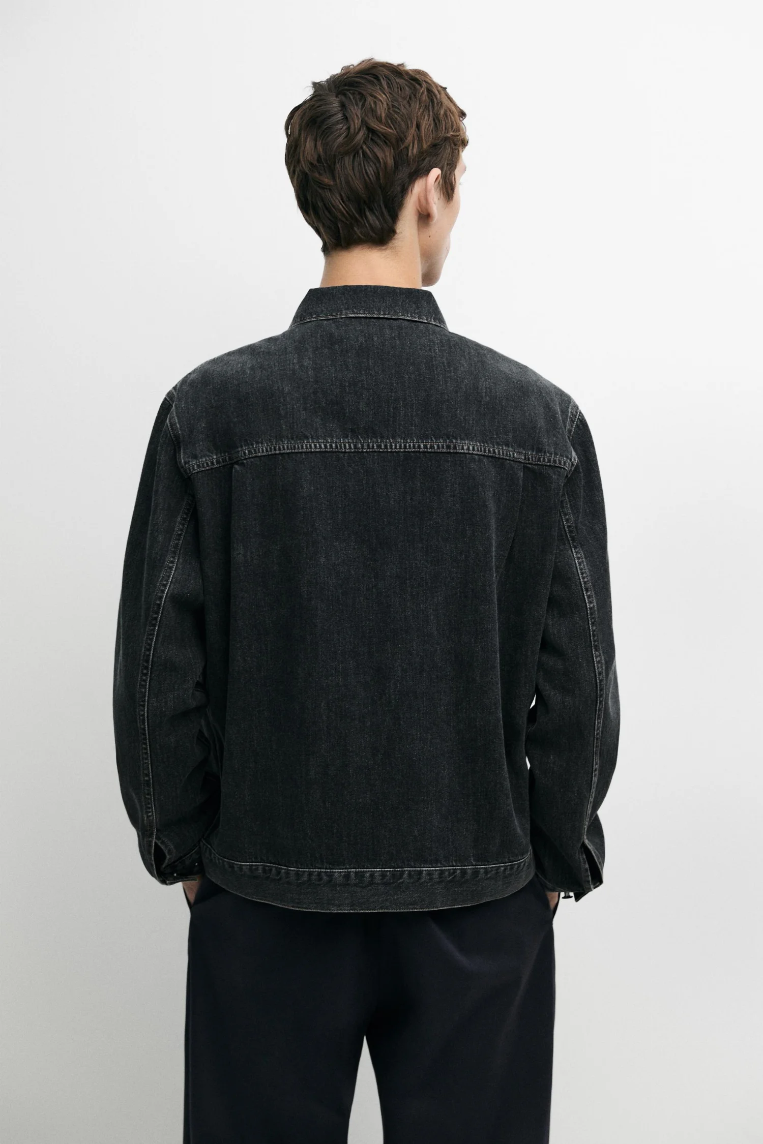 Джинсовая куртка Massimo Dutti Regular Fit Cotton, темно-синий — фото 3