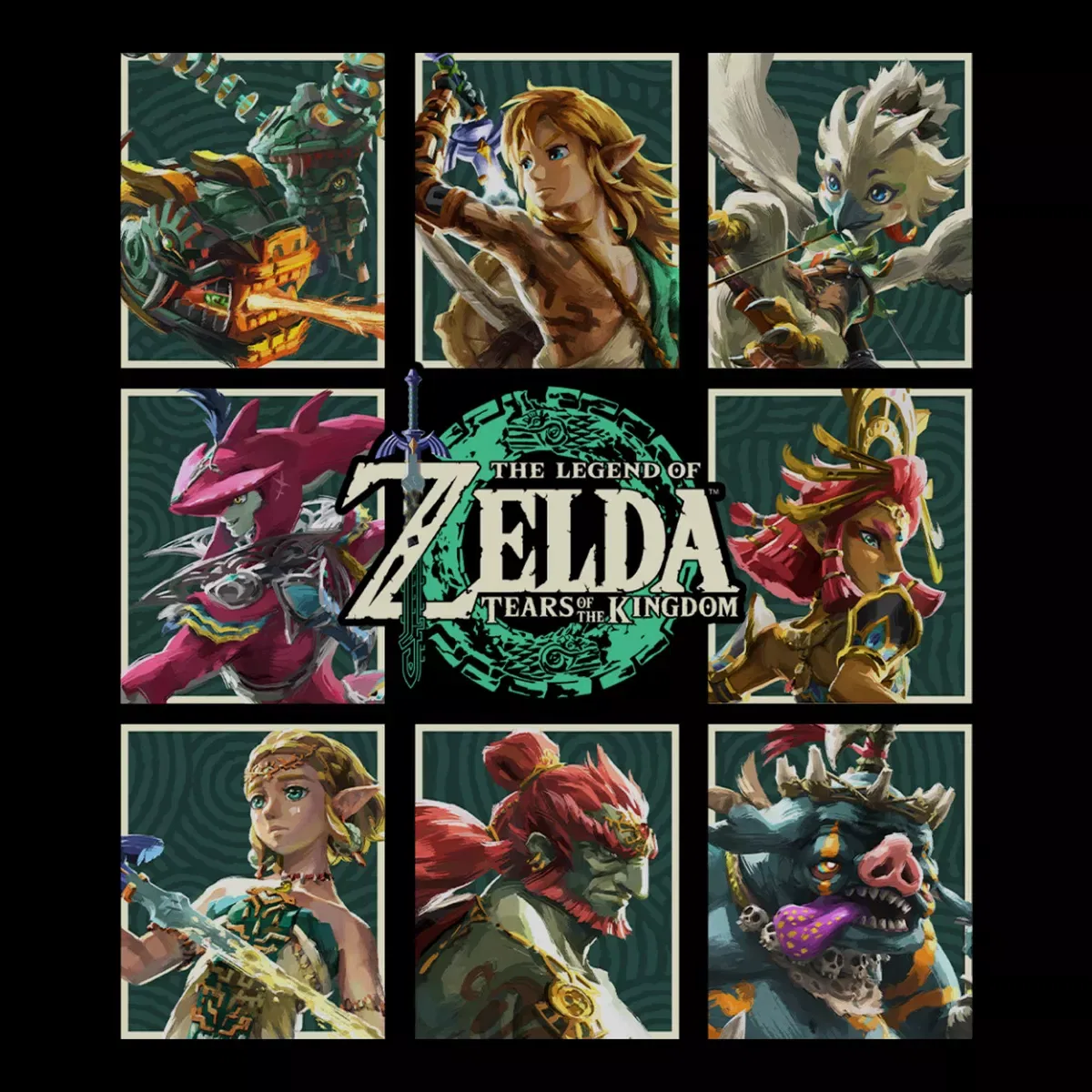 Детское худи с принтом Tears of Kingdom Characters Nintendo, Black — фото 2