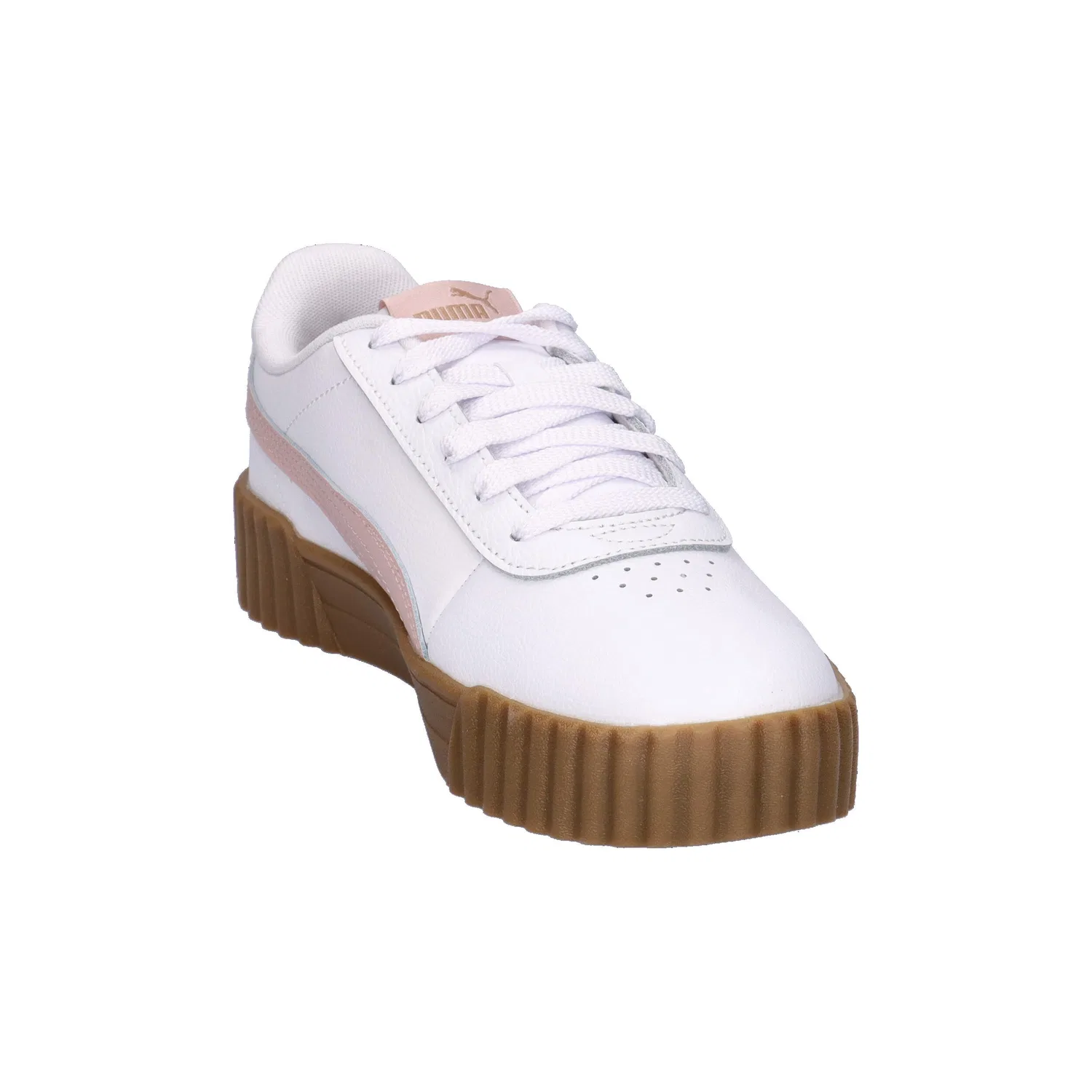Детские кроссовки с кожаным верхом Puma Carina 3.0 Jr, Цвет Weiss / Konigliches Lila / Weiss — фото 2