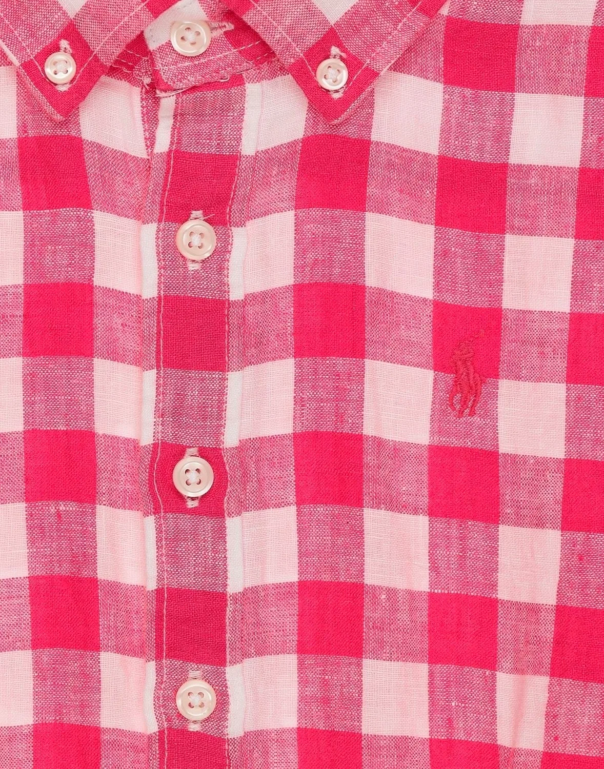 Детское платье-рубашка для девочек с воротником на пуговицах Polo Ralph Lauren, фуксия — фото 3