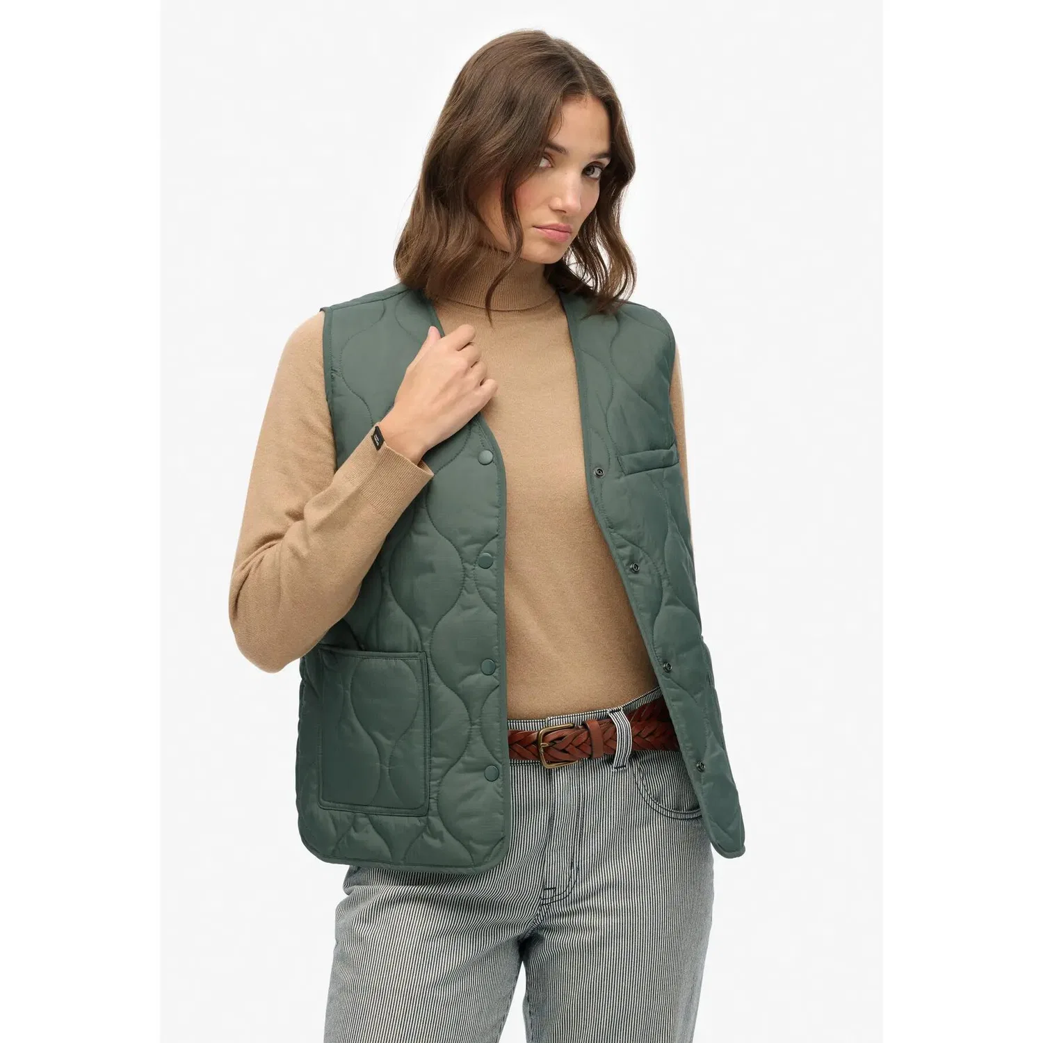 Женская стеганая куртка Quilted Lite Superdry, Цвет Grun Karibikgrun Melezegrun — фото 4