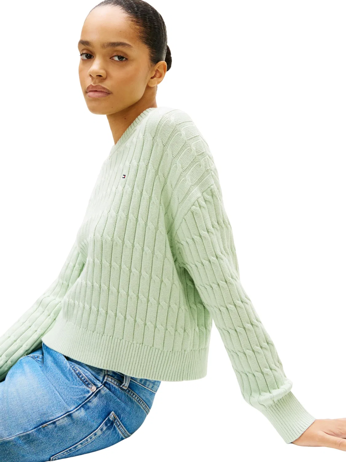Женский пуловер с v-образным вырезом Tommy Hilfiger, Green (Gentle Jade) — фото 4