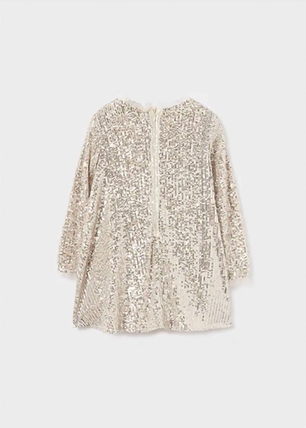 Детское платье для девочек с блестками и рукавами-фонариками Sequin Dress Abel & Lula, Sand — фото 3