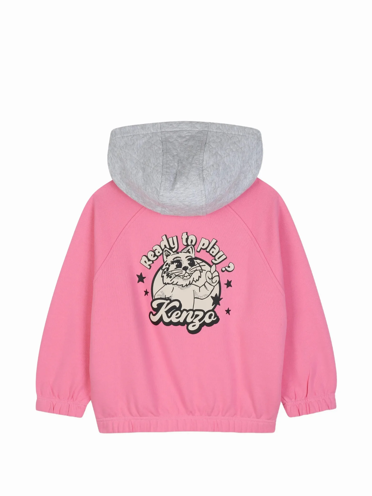 Худи Kenzo Kids с графичным принтом на пуговицах, розовый — фото 2