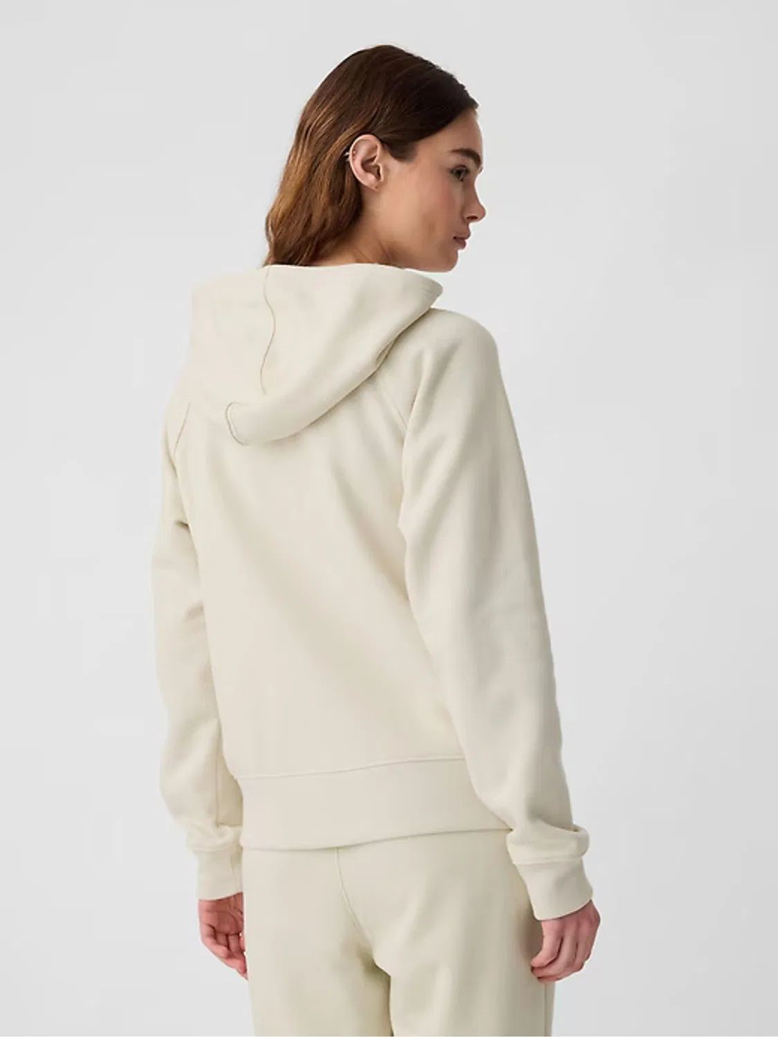 Худи Gap Logo Fleece-Lined Zip Up, кремовый — фото 4