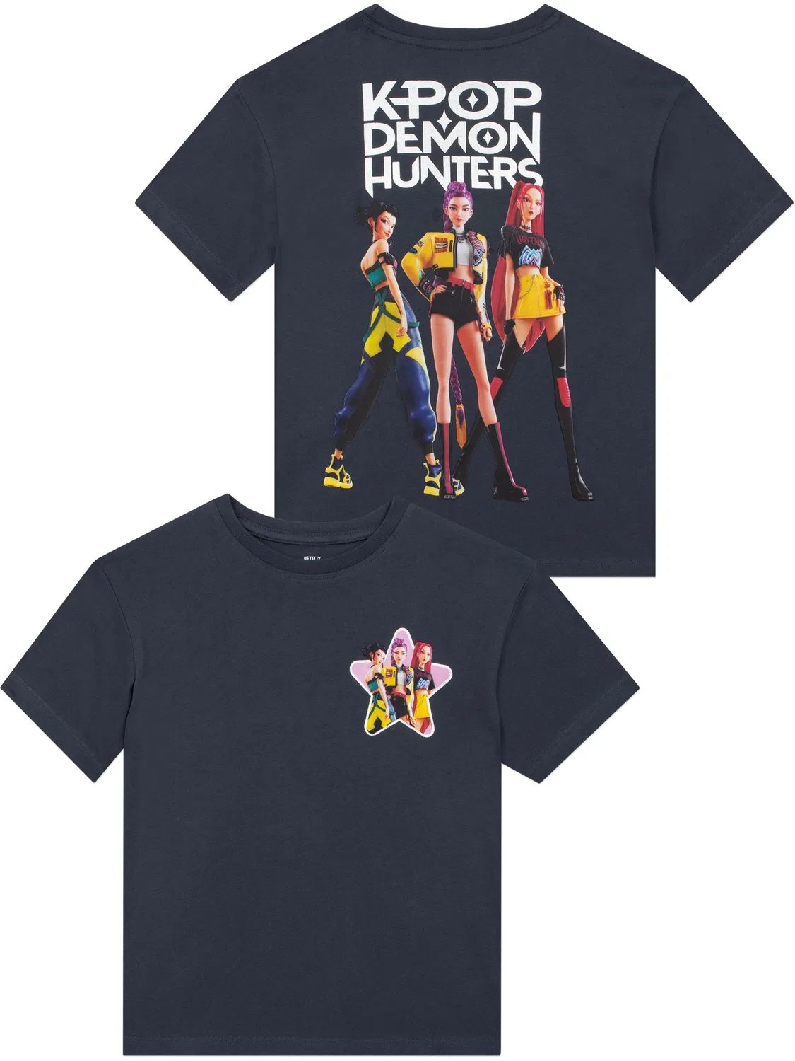 Футболка с принтом K-Pop Demon Hunters Huntrix Character, черный