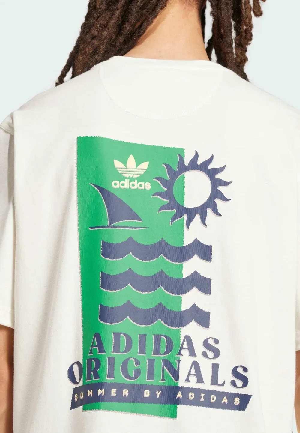 Футболка с принтом трилистника Adidas Originals, Off White — фото 3